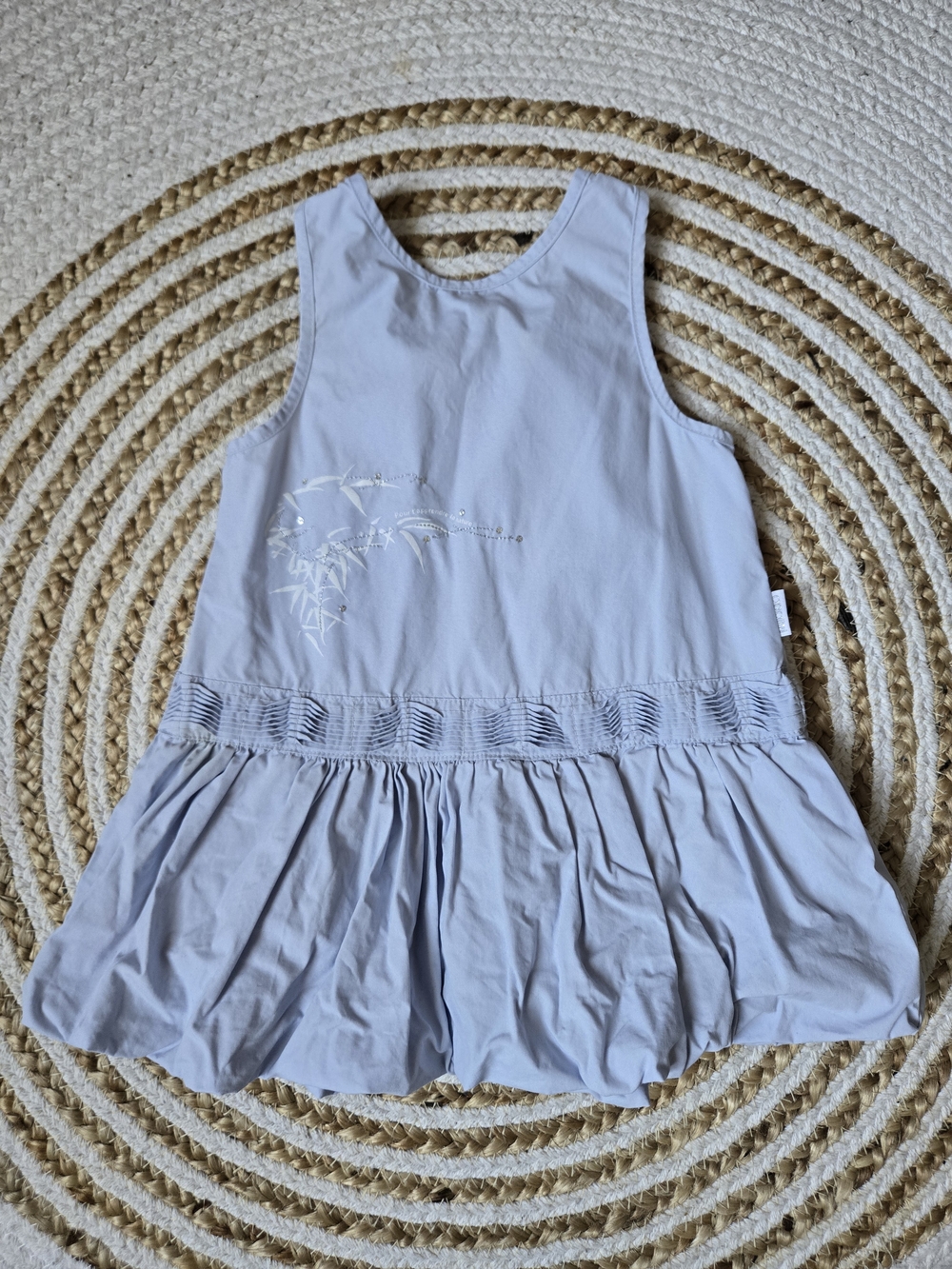 Oaibi Kids Sleeveless Light Blue Casual Dress with Silver Embroideries - Cotton